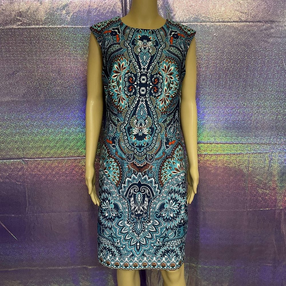 Liz Claiborne Psychedelic Boho Sheath Dress Bohemian Retro 60s Psychedelic